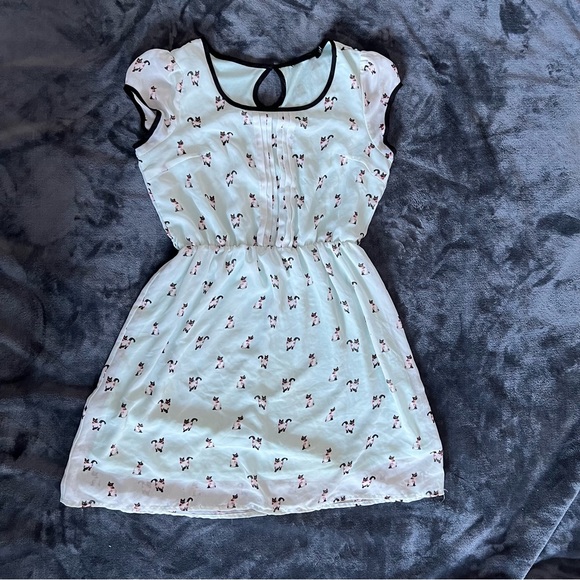 Mint-green cat-print Doe and Rae mini dress - Picture 5 of 10